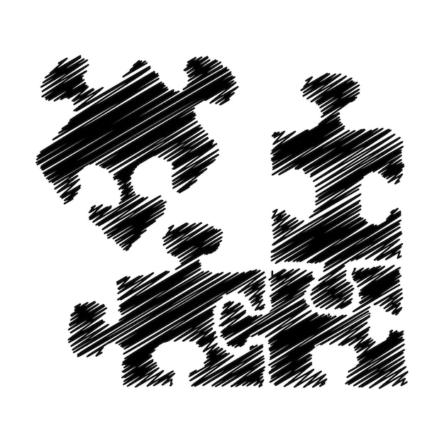 Doodle puzzel pictogram hand getekend met dunne zwarte lijn