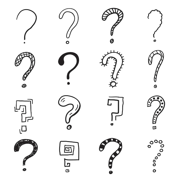 Vector doodle question marks set