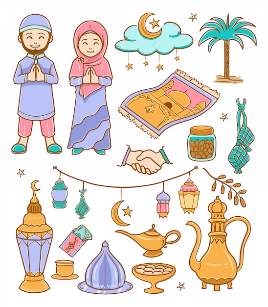 Doodle ramadan kareem kleur illustratie