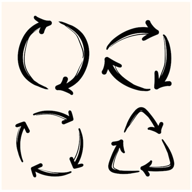 落書きリサイクル矢印記号は、リサイクル資源を使用することを意味します手描きスタイル