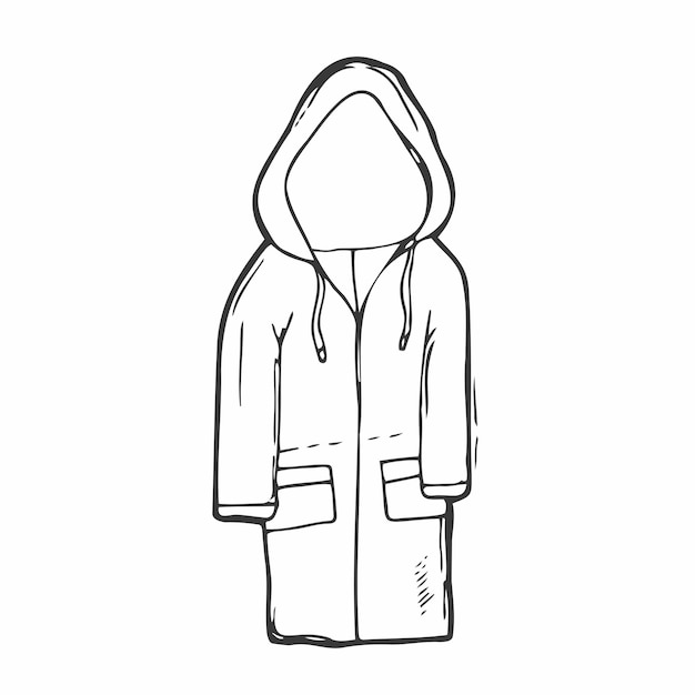 Doodle regenjas in vector Fisherman jas kleding illustratie