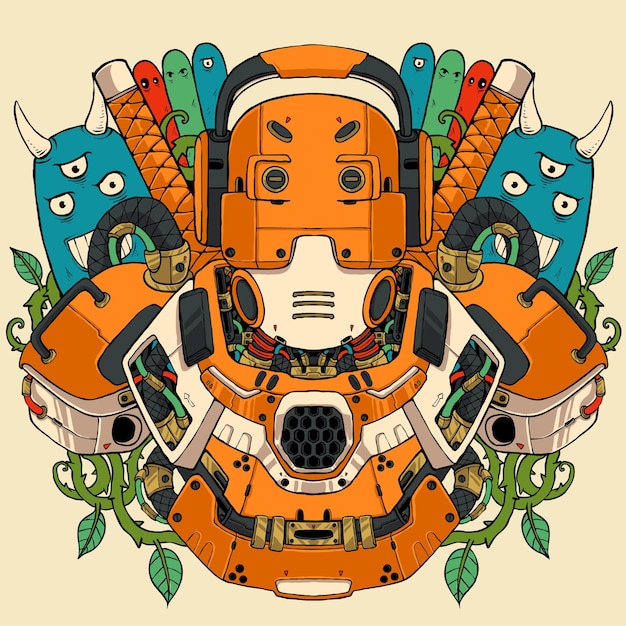 Vector doodle robot