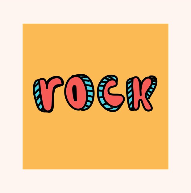 Vector doodle rock in yellow square