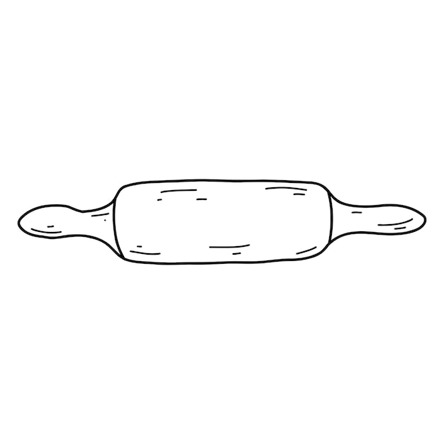 Doodle mattarello in stile disegnato a mano illustrazione vettoriale di schizzo di utensili da cucina a rullo per pasta di legno