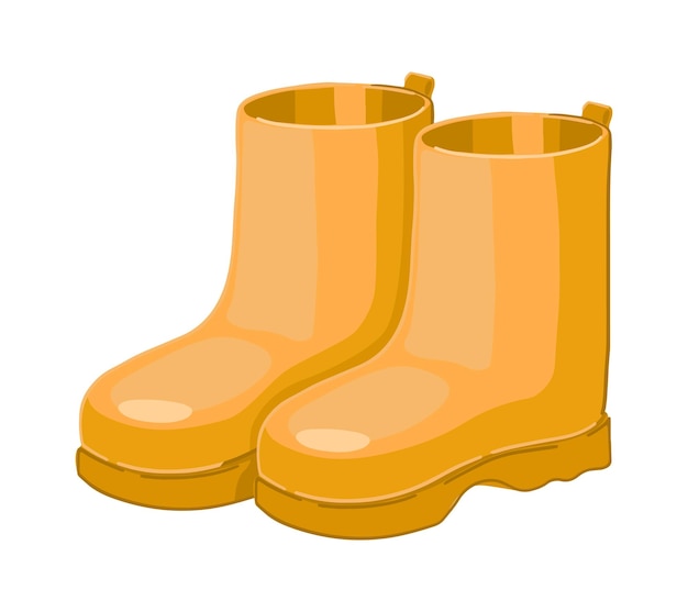 Doodle of rubber boots Cartoon clipart of rainy weather accessory Contemporary vector illustration isolated on white background