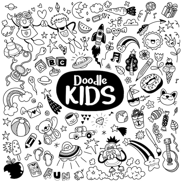 Doodle schattig voor kinderen vectorillustratie