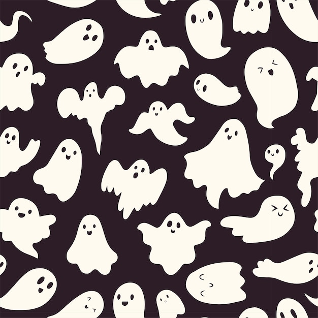 Doodle schattige geesten Haloween naadloos patroon