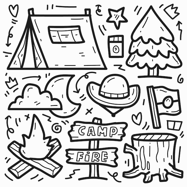 doodle schattige hand getekende cartoon camper