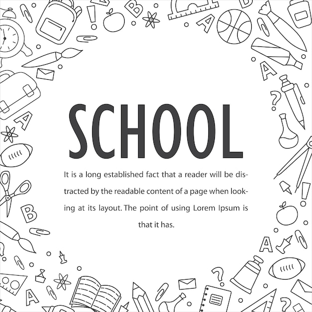 Doodle school hand drawn stadying education School supplies and creative elements