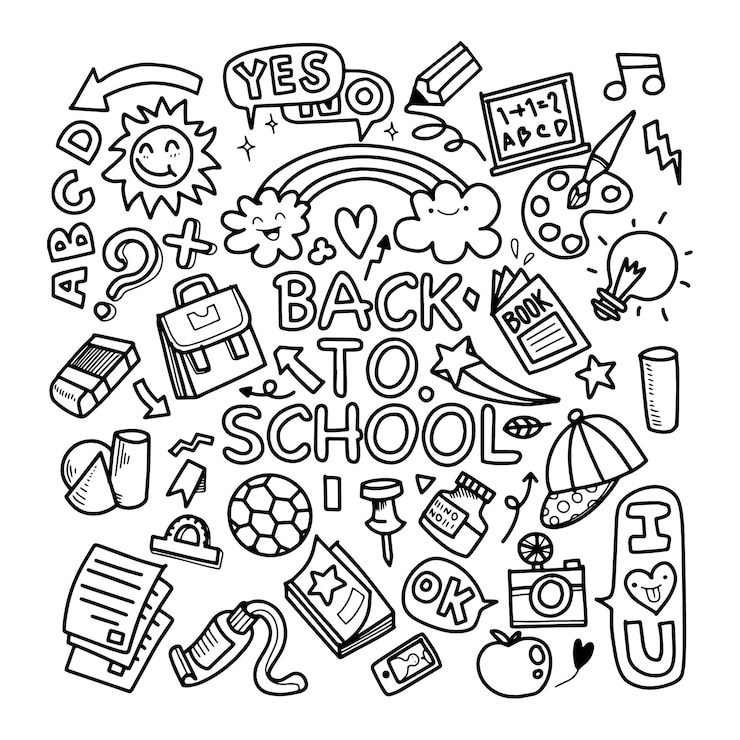 Vector doodle school supplies amp stationery