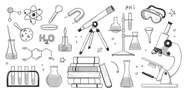 Vector doodle science chemistry education school hand drawn doodle style vector hand drawn line