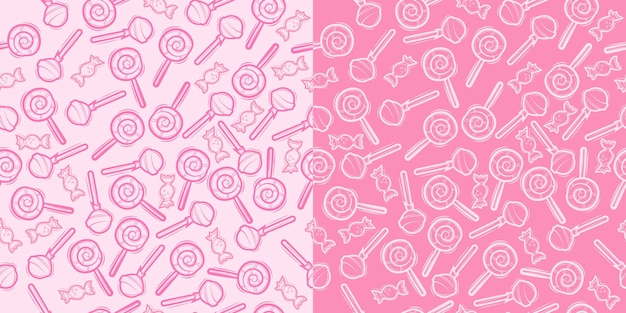 doodle seamless pattern lollipop candy vector
