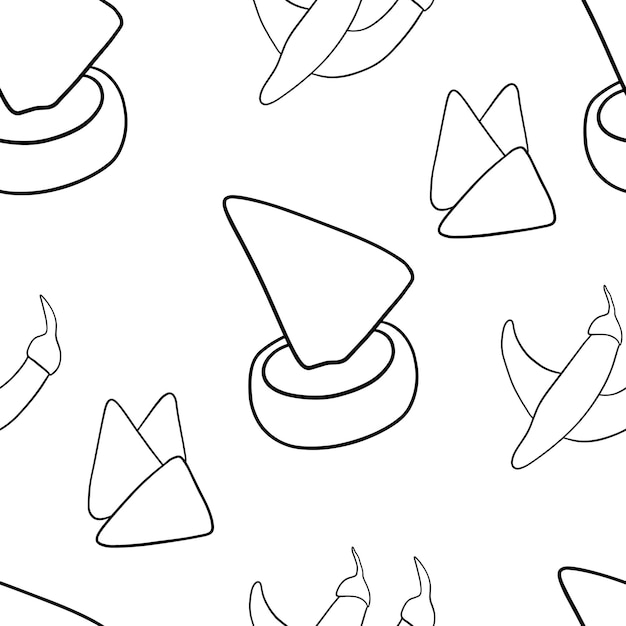 Doodle seamless pattern Mexican dish Nachos