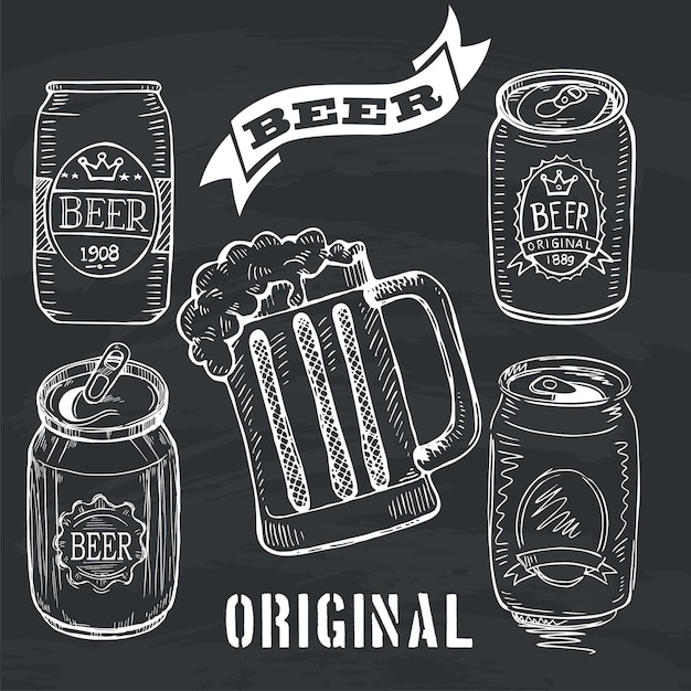 Doodle set of can beer