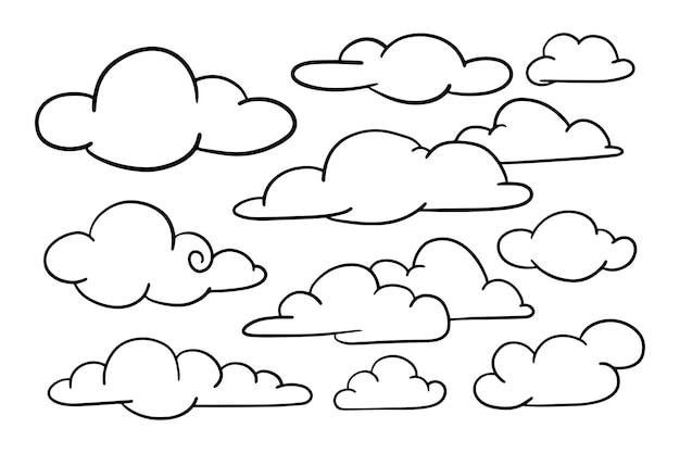 Doodle set of clouds vector illustration