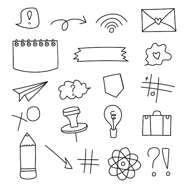 Doodle set of elements use as stickers or design