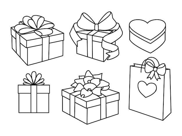 Vector doodle set of gift boxes