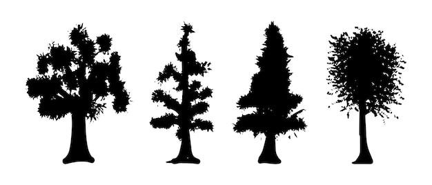 Doodle set of hand drawn trees