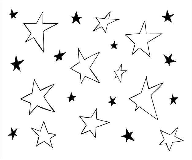 Doodle set handgetekende sterren