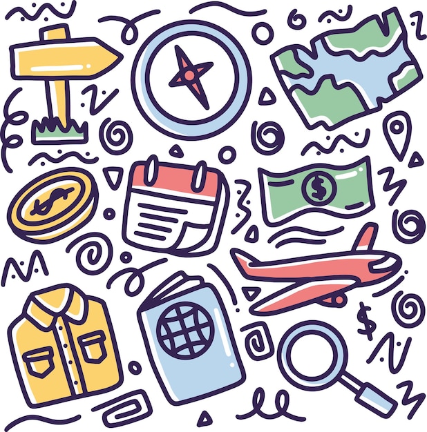 Doodle set of holidays hand drawing with icons and design elements