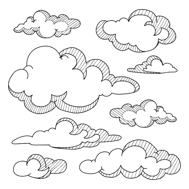 Каракули набор облаков, векторные иллюстрации.