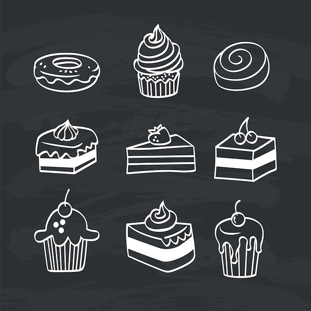 Doodle set of Piece cake