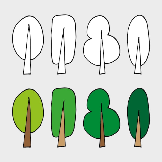 Doodle set of trees