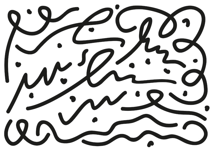 Vector doodle-set van abstracte gekrulde lijnen