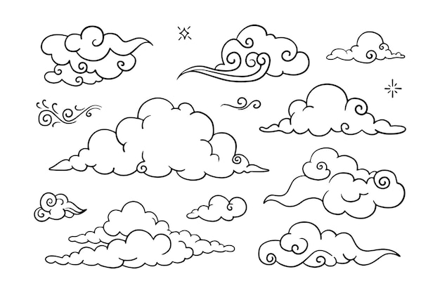 Doodle set van wolken vector illustratie