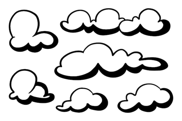 Doodle set van wolken vector illustratie