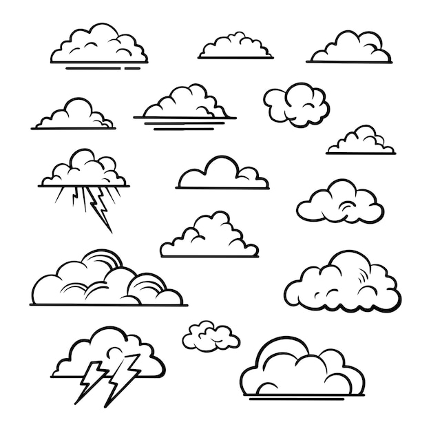 Vector doodle set van wolken vector illustratie