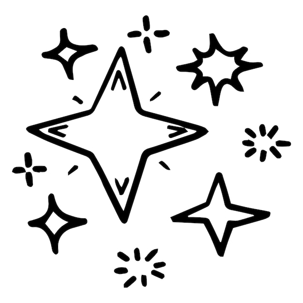 Vector doodle set of vector stars sparkle icon clean surface icon glowing light effect stars and shining burst isolated on white background vector illustration