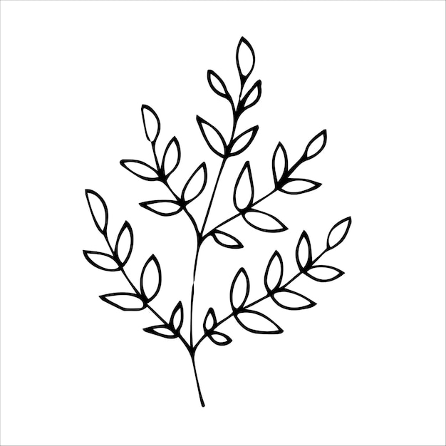 Vector doodle set with flower elements in one line style