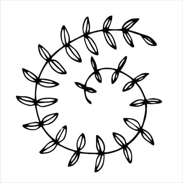 Vettore doodle impostato con elementi floreali in uno stile di linea
