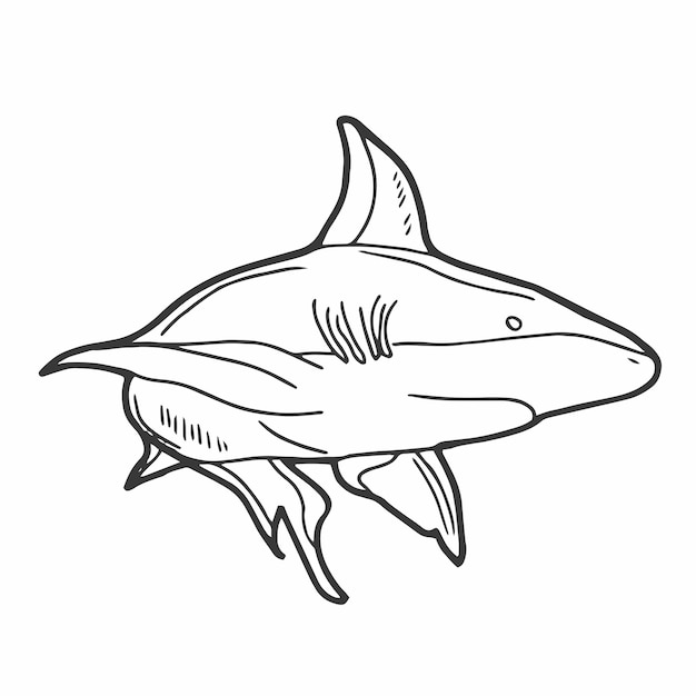 Вектор doodle shark icon line art в векторном формате