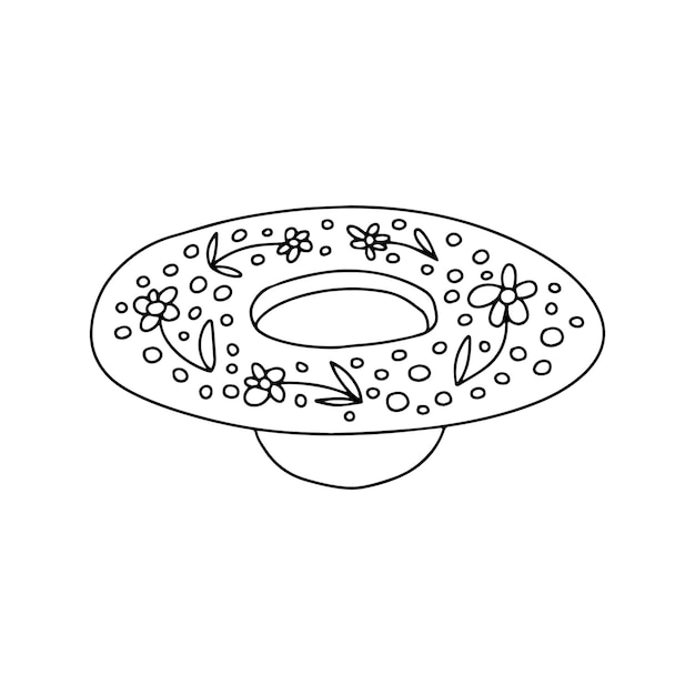 Doodle simple plate with flowers ornamets Hand drawn vector doodle plate