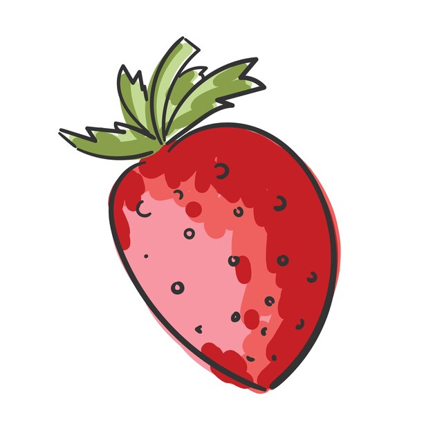Doodle simple strawberry icon vector isolated on white