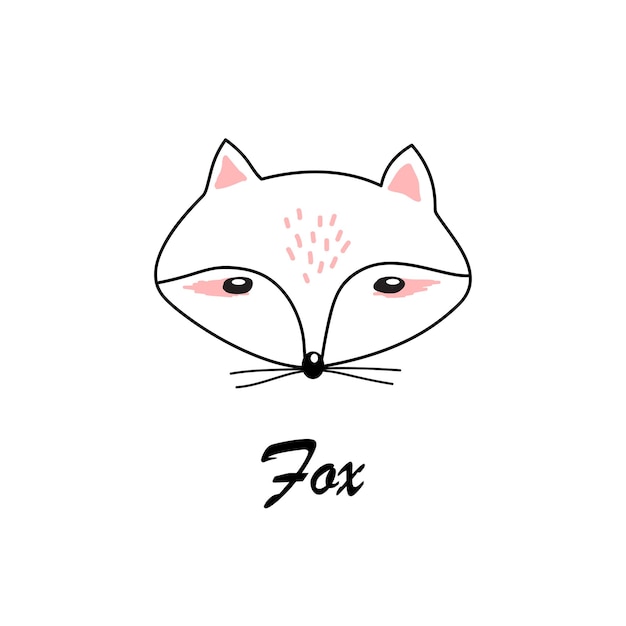 Doodle sketch of a fox Cartoon vector fox Pet Wild animal Baby design Hand drawn