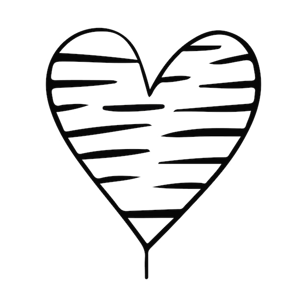 Doodle schizzo cuore disegnato a mano cuore d'amore isolato su sfondo bianco illustrazione vettoriale per qualsiasi disegno