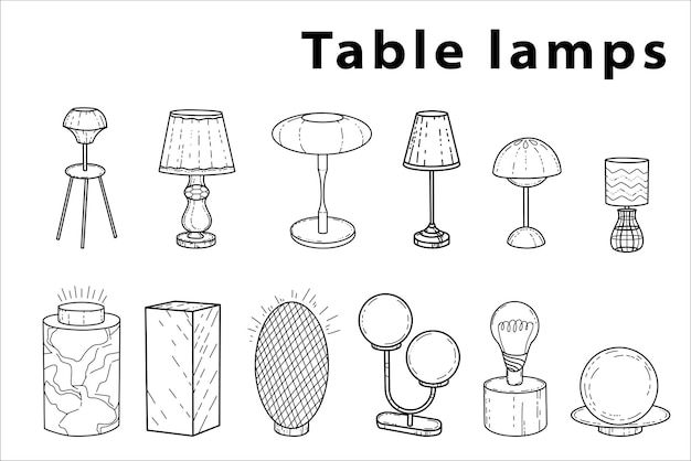 Doodle sketch lamps for the living room, table lamps, hand-painted large and small , different types