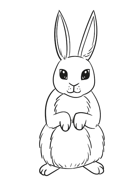 Vector doodle sketch rabbit stands on its hind legs. cute rabbit stands on its paws vector illustration