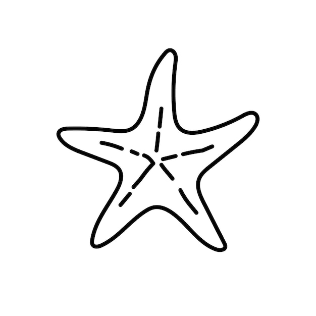 Doodle sketch starfish Hand drawn illustration isolated on white