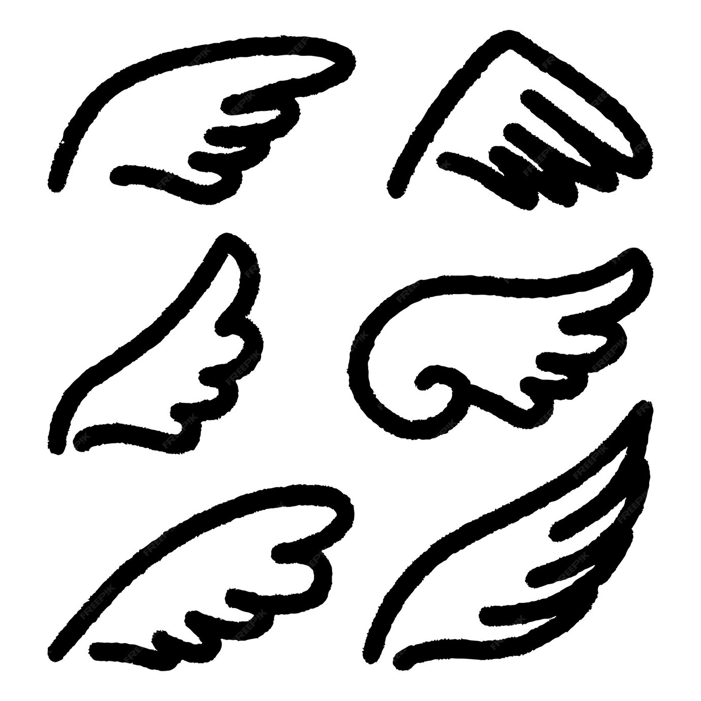 Premium Vector Doodle sketch style of Abstract Wings cartoon hand