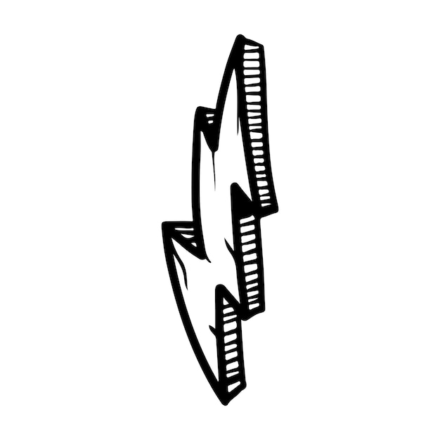 コンセプト デザインのための電気稲妻シンボル ベクトル図の落書きスケッチ スタイル