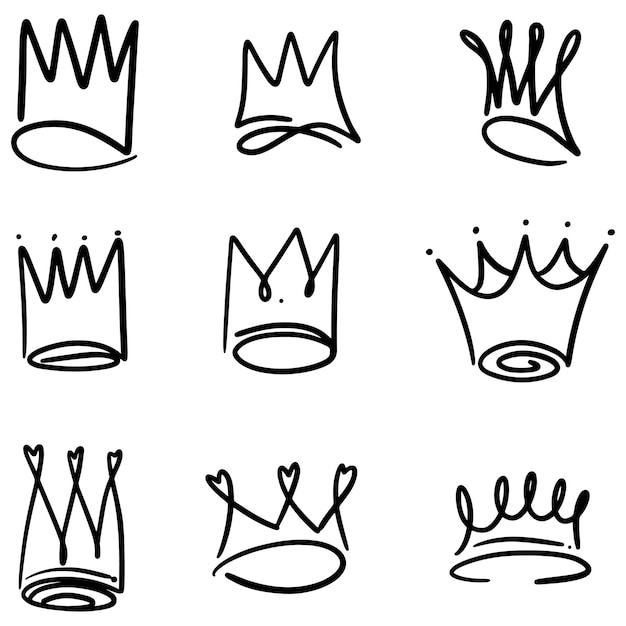 Doodle sketch style of Hand drawn crown vector illustration for concept design