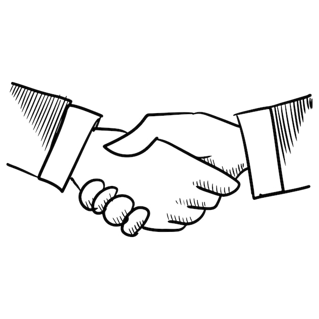 Doodle sketch style of Hand drawn handshake vector illustration for concept design