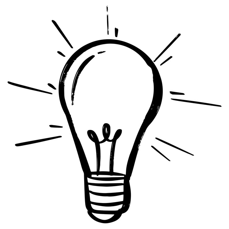 Vector doodle sketch style of hand drawn light bulb icon vector illustration for concept design