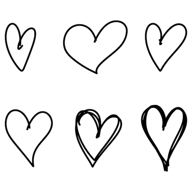 Vector doodle sketch style of hearts icon vector illustration for concept design