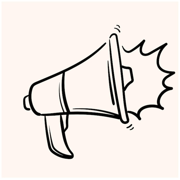 Vector doodle sketch style of megaphone illustration style doodle and line art