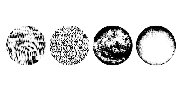 Vector doodle sketch style of round abstract black backgrounds or patterns hand drawn illustration for concept design